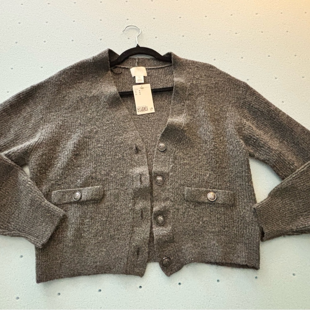 H&M Charcoal Button-Up Cardigan